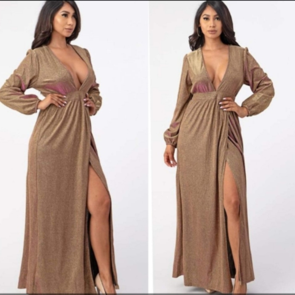 Gold long sleeve dress